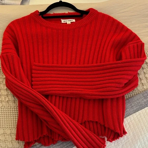 Wild Honey Vibrant Red Ribbed Sweater - Picture 6 of 6